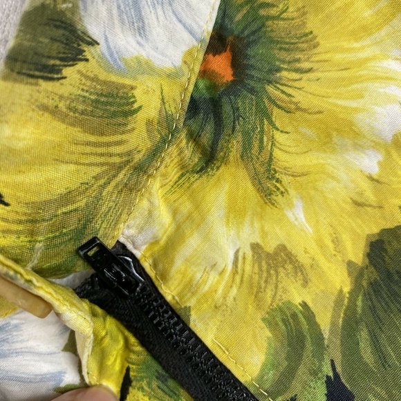 Vtg 50s 60s Coddington Sportswear Floral Circle Skirt XS VLV Cotton Watercolor - Picture 4 of 7